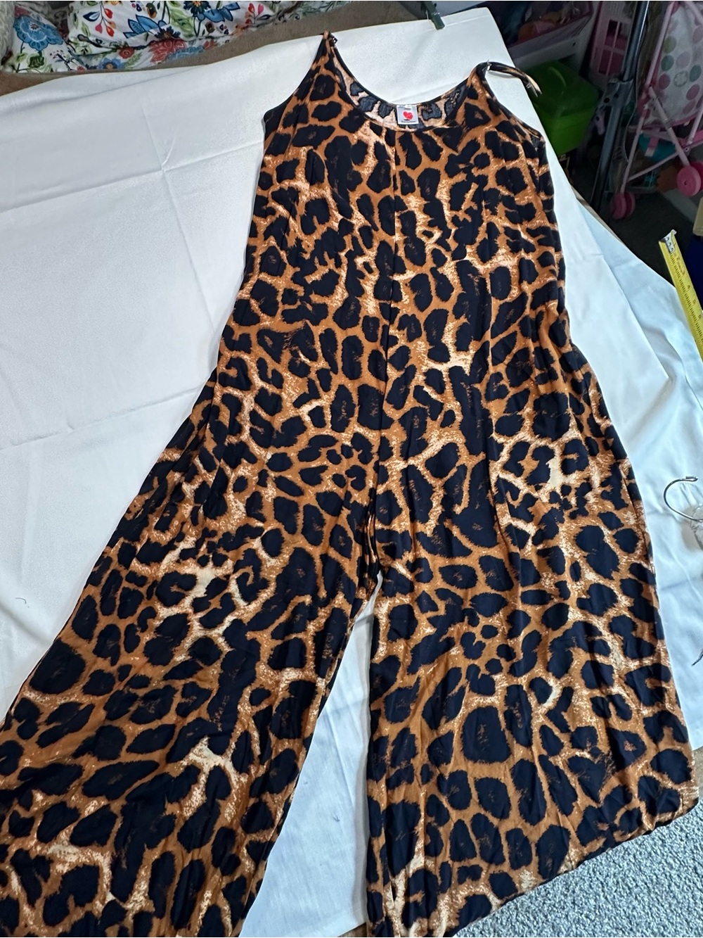 Leopard Print Wide-Leg Jumpsuit - Black & Brown casual lounger